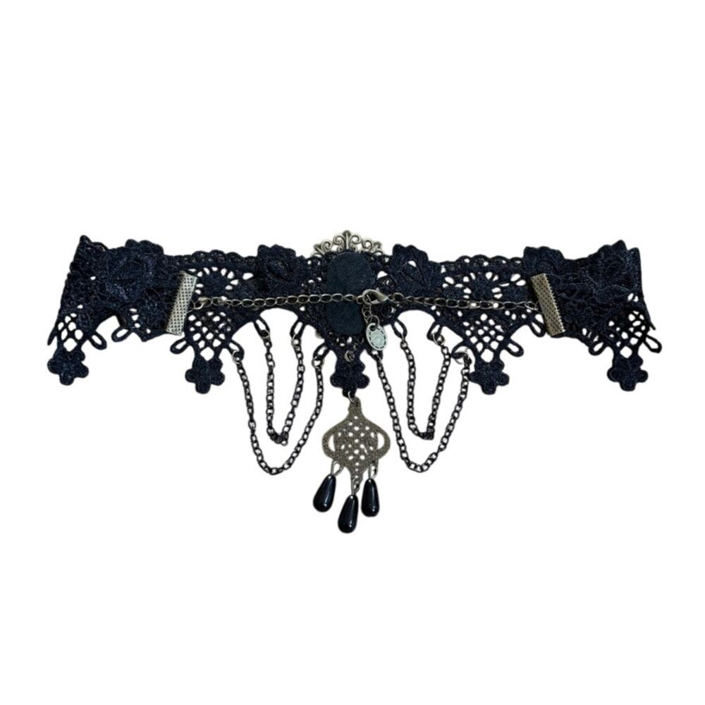 Victorian Gothic Charm Choker Necklace Adjustable 15–17" — Whimsical - Picture 3 of 5